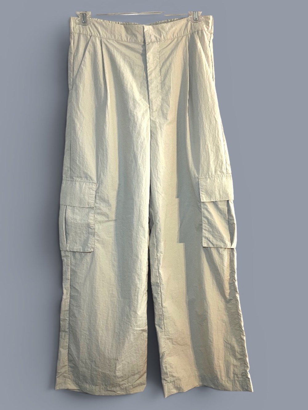 WILO The Label Light Tan Wide Leg Parachute Cargo Pants Size M